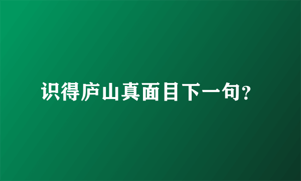 识得庐山真面目下一句？