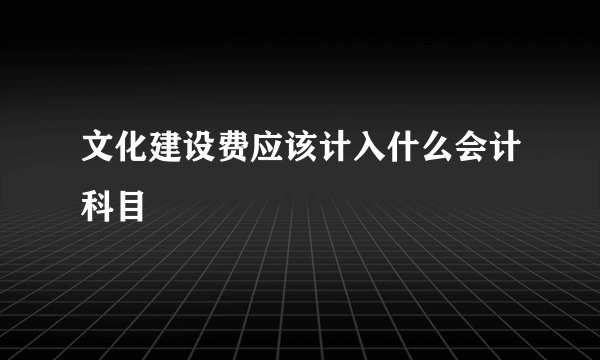 文化建设费应该计入什么会计科目