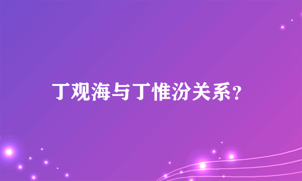 丁观海与丁惟汾关系？