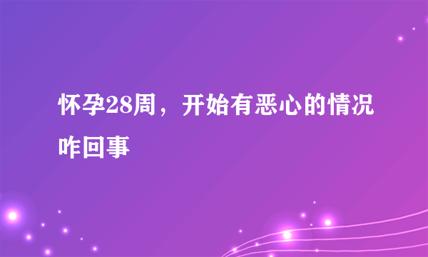 怀孕28周，开始有恶心的情况咋回事