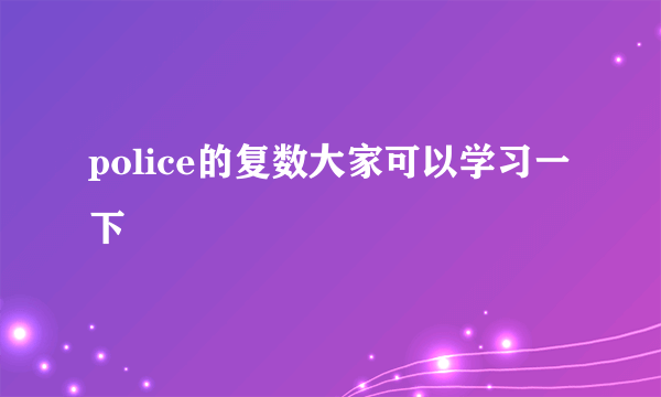 police的复数大家可以学习一下