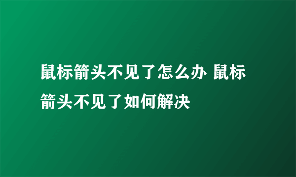 鼠标箭头不见了怎么办 鼠标箭头不见了如何解决