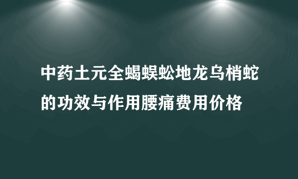 中药土元全蝎蜈蚣地龙乌梢蛇的功效与作用腰痛费用价格