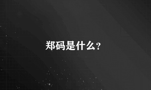 郑码是什么？