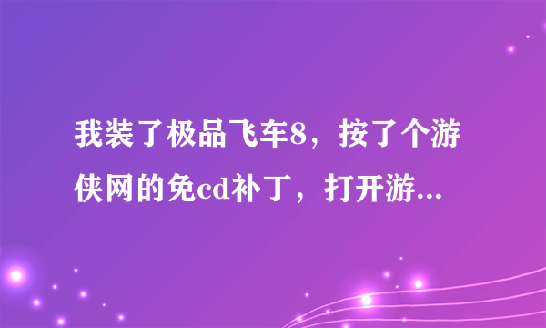 我装了极品飞车8，按了个游侠网的免cd补丁，打开游戏时出个图片，按了OK什么反应都没有