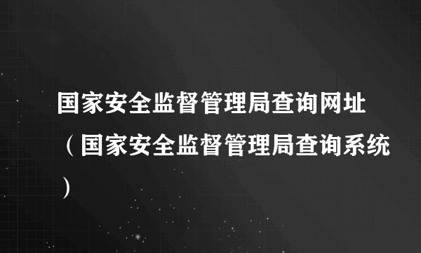 国家安全监督管理局查询网址（国家安全监督管理局查询系统）