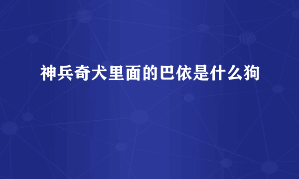 神兵奇犬里面的巴依是什么狗