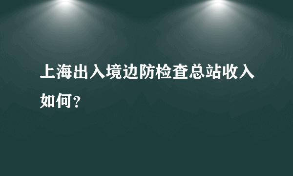 上海出入境边防检查总站收入如何？