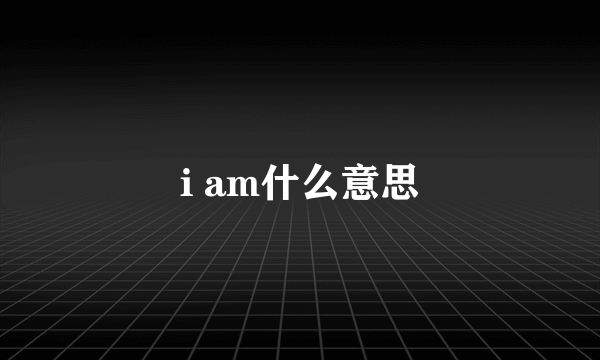 i am什么意思