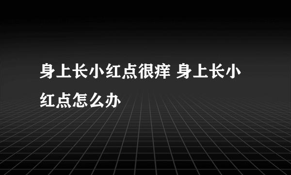 身上长小红点很痒 身上长小红点怎么办