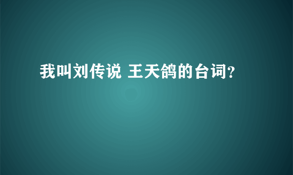 我叫刘传说 王天鸽的台词？