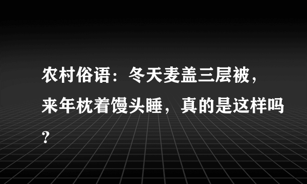 农村俗语：冬天麦盖三层被，来年枕着馒头睡，真的是这样吗？