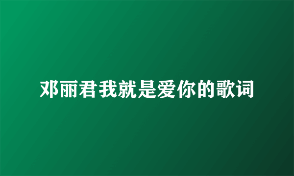 邓丽君我就是爱你的歌词