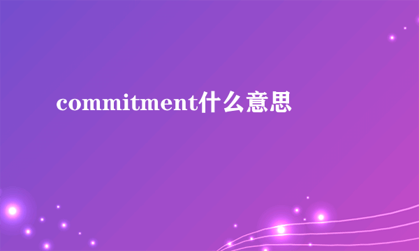 commitment什么意思