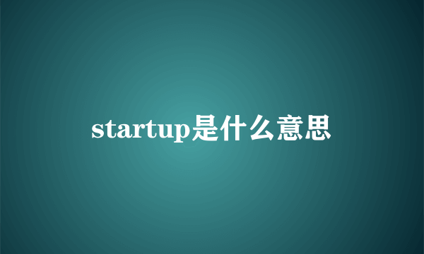 startup是什么意思