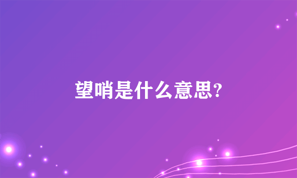 望哨是什么意思?