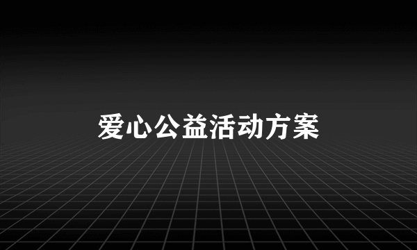 爱心公益活动方案