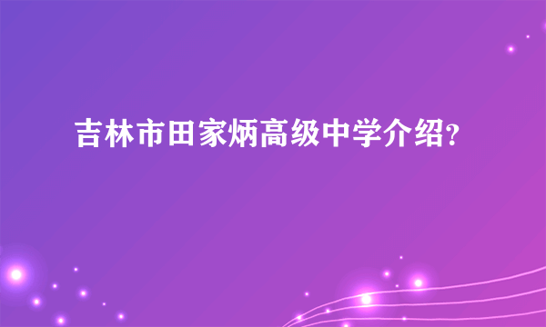 吉林市田家炳高级中学介绍？