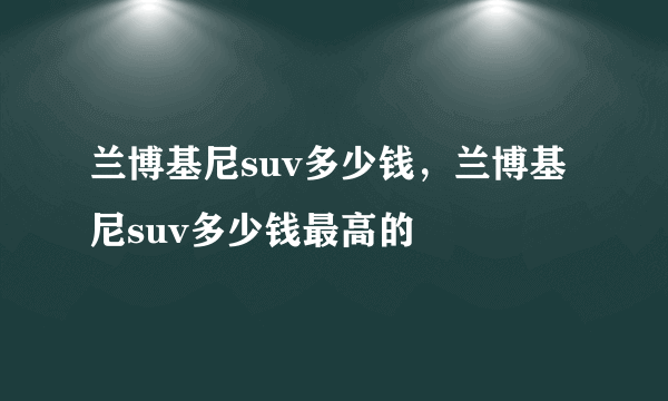 兰博基尼suv多少钱，兰博基尼suv多少钱最高的