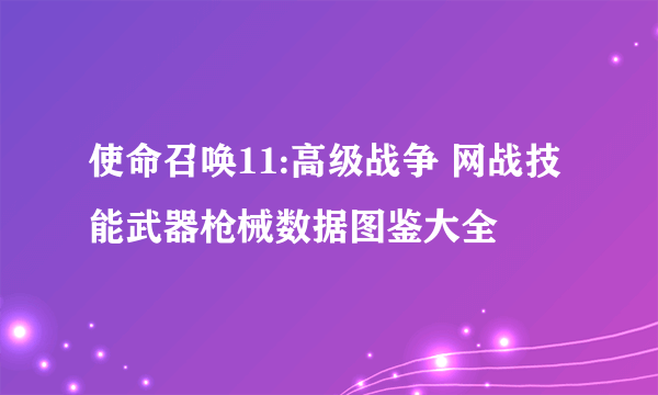 使命召唤11:高级战争 网战技能武器枪械数据图鉴大全