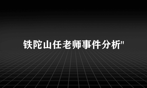 铁陀山任老师事件分析