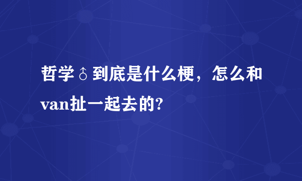 哲学♂到底是什么梗，怎么和van扯一起去的?