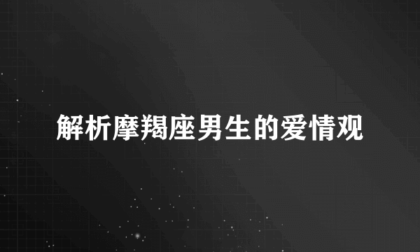 解析摩羯座男生的爱情观