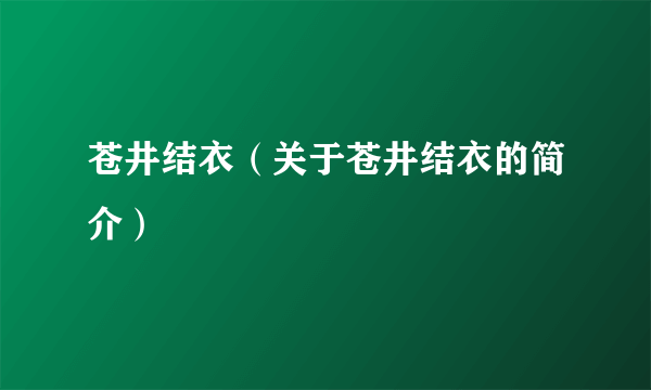 苍井结衣（关于苍井结衣的简介）