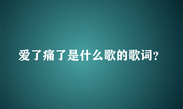 爱了痛了是什么歌的歌词？