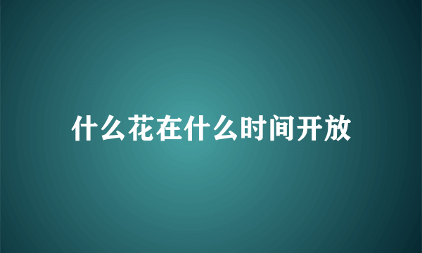 什么花在什么时间开放