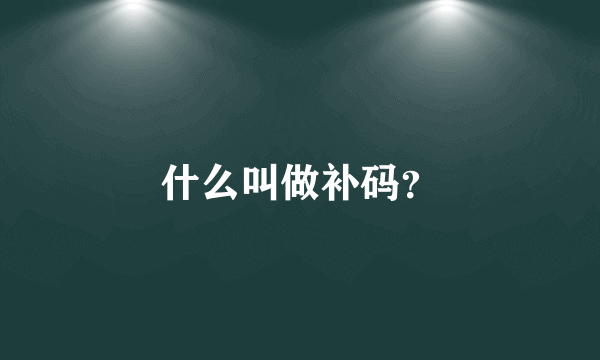 什么叫做补码？