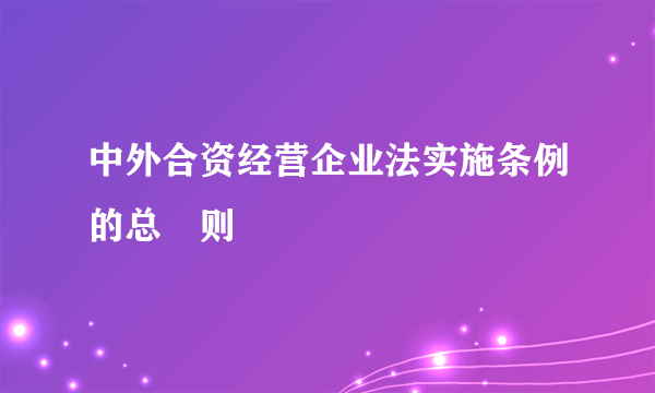 中外合资经营企业法实施条例的总　则