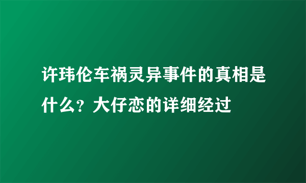 许玮伦车祸灵异事件的真相是什么？大仔恋的详细经过