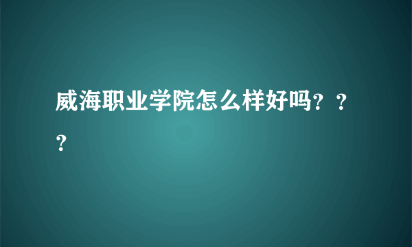 威海职业学院怎么样好吗？？？