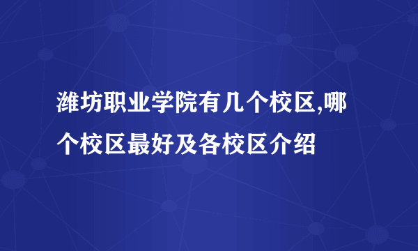 潍坊职业学院有几个校区,哪个校区最好及各校区介绍