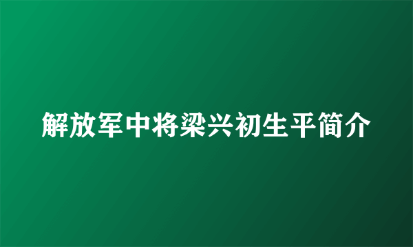 解放军中将梁兴初生平简介