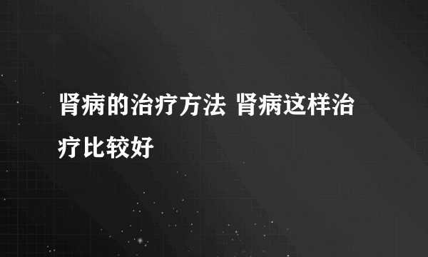 肾病的治疗方法 肾病这样治疗比较好