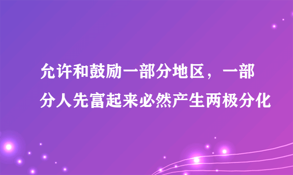 允许和鼓励一部分地区，一部分人先富起来必然产生两极分化