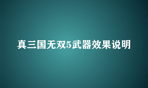 真三国无双5武器效果说明