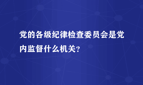 党的各级纪律检查委员会是党内监督什么机关？