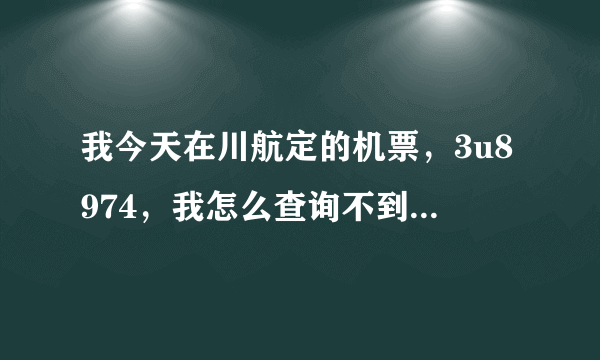 我今天在川航定的机票，3u8974，我怎么查询不到啊？我没有电子客票号