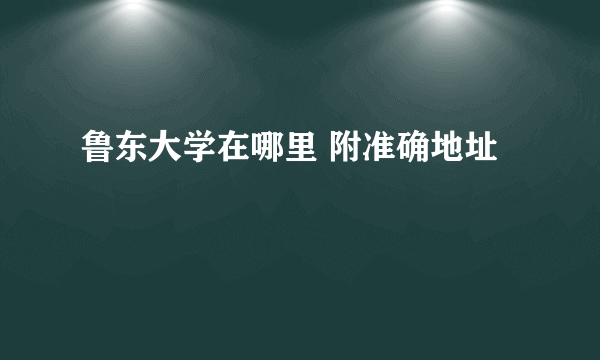 鲁东大学在哪里 附准确地址