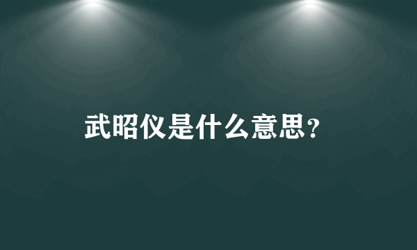 武昭仪是什么意思？