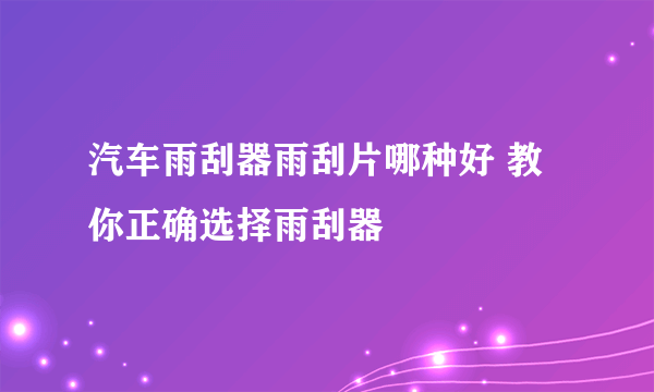 汽车雨刮器雨刮片哪种好 教你正确选择雨刮器