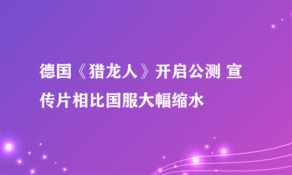 德国《猎龙人》开启公测 宣传片相比国服大幅缩水