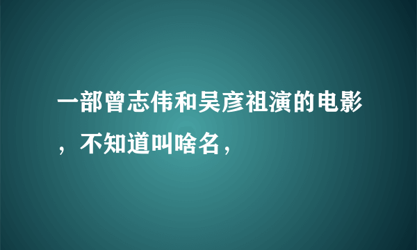 一部曾志伟和吴彦祖演的电影，不知道叫啥名，