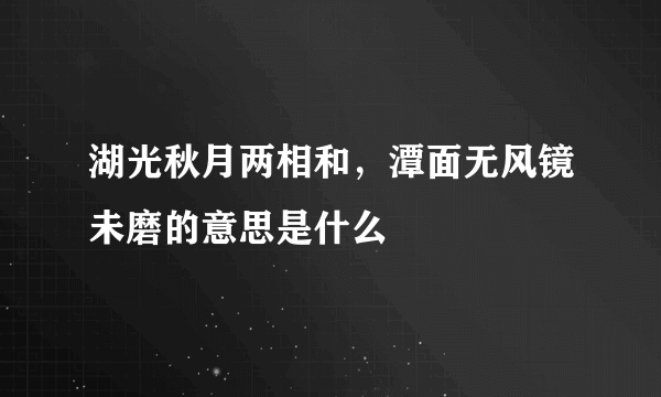 湖光秋月两相和，潭面无风镜未磨的意思是什么