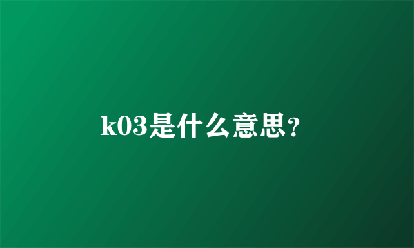 k03是什么意思？