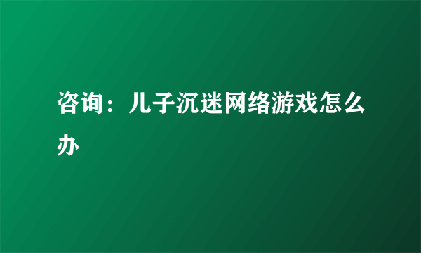 咨询：儿子沉迷网络游戏怎么办