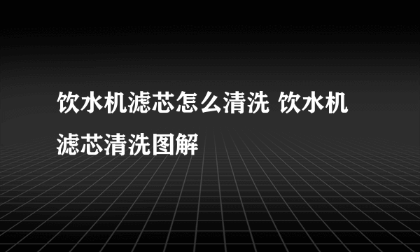 饮水机滤芯怎么清洗 饮水机滤芯清洗图解